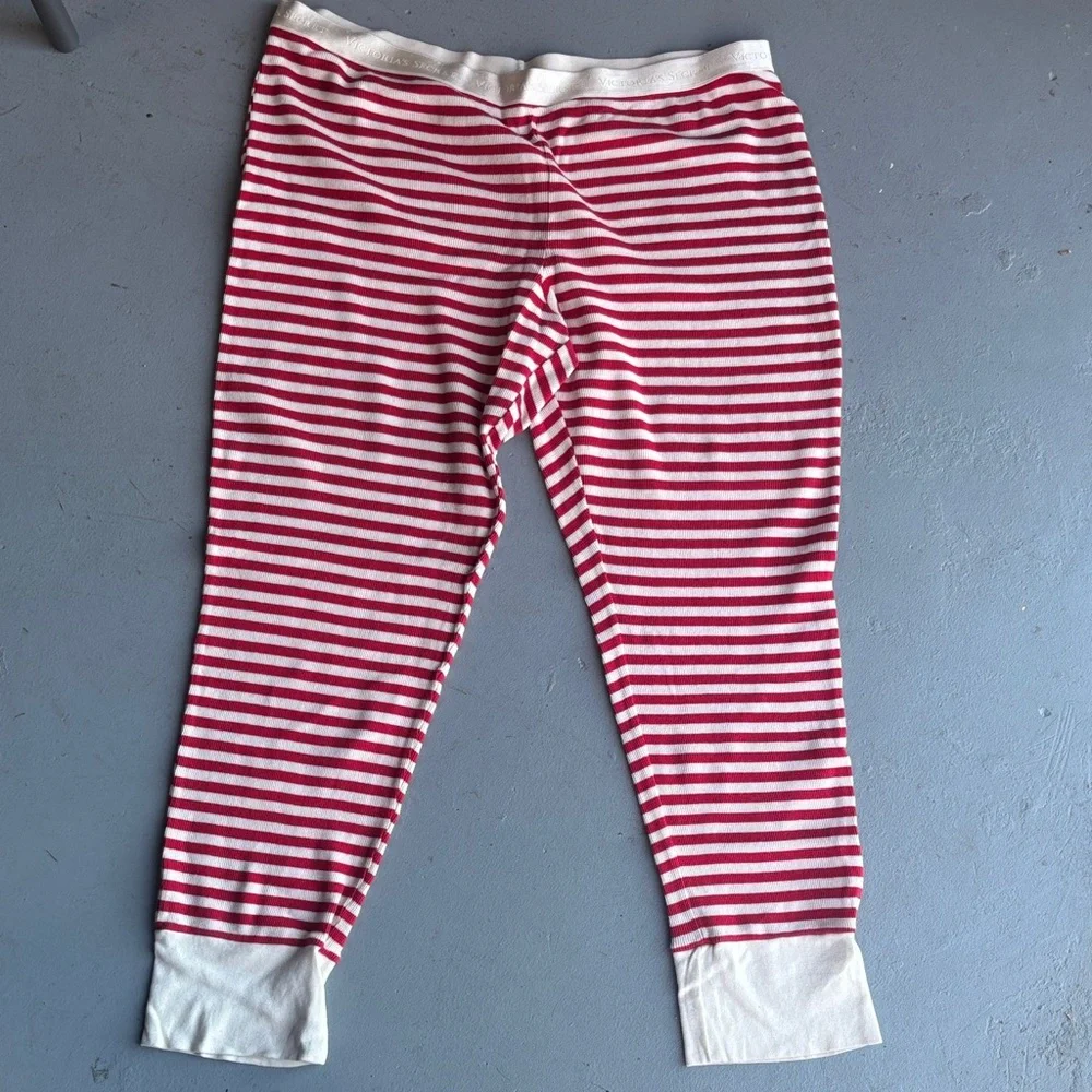 Victoria's Secret Red and White Striped thermal pajamas/ Loungewear